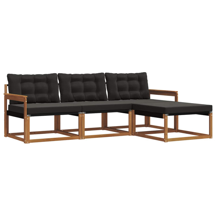 Set de canapele de exterior cu pernă 4 pcs Natural și Negru - WALTI WALTI