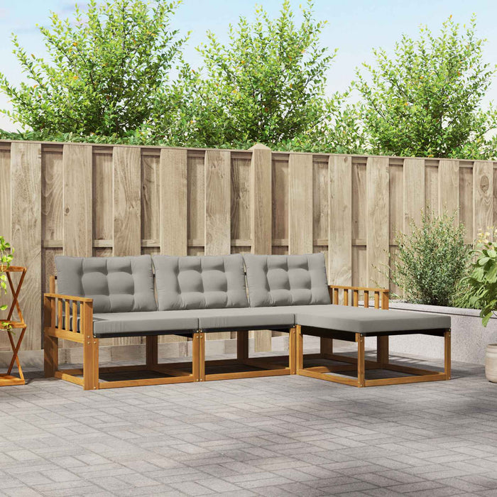 Set de canapele de exterior 4 pcs Gri natural și deschis - WALTI WALTI