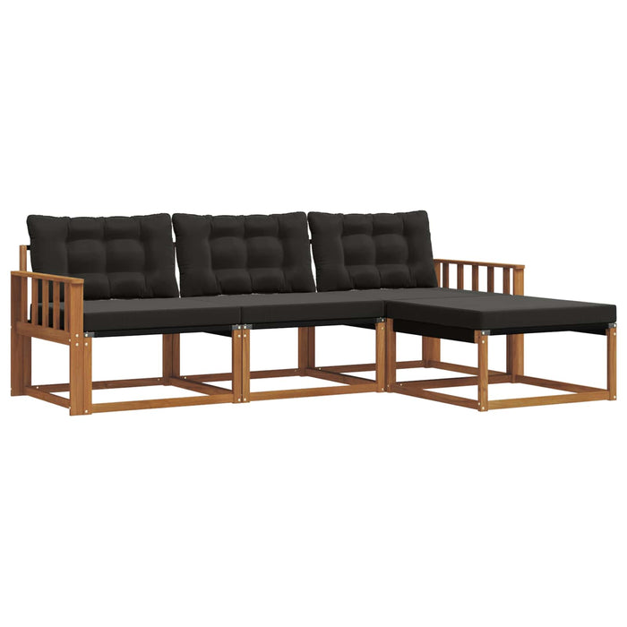 Set de canapele de exterior cu pernă 4 pcs Natural și Negru - WALTI WALTI