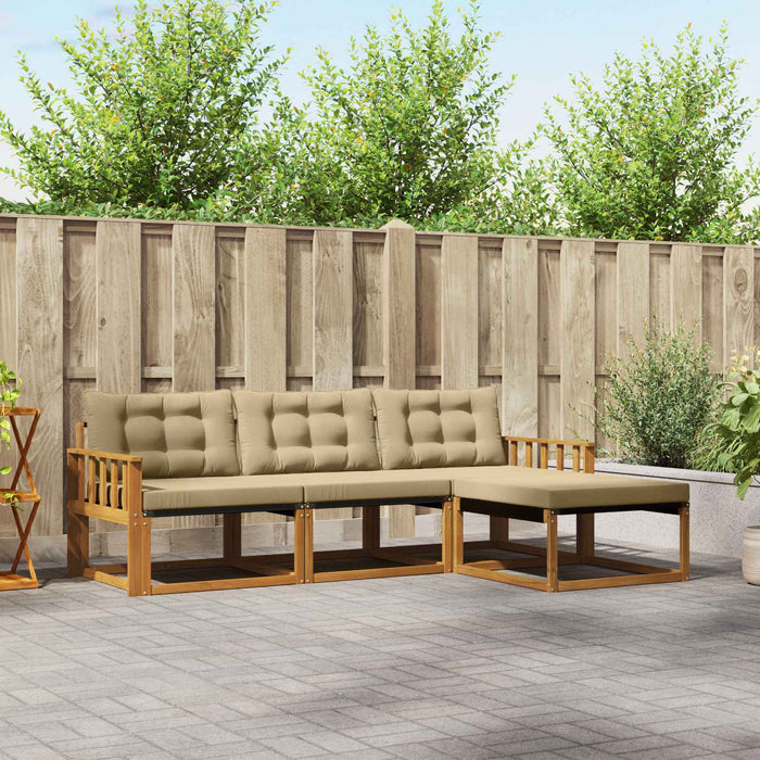 Set de canapele de exterior cu pernă 4 pcs Natural și Bej - WALTI WALTI