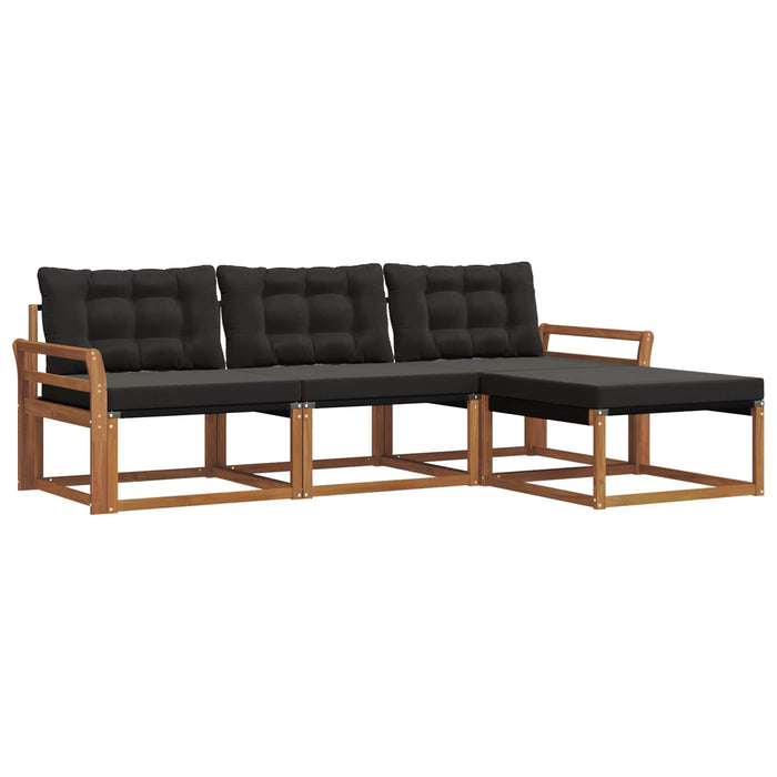 Set de canapele de exterior cu pernă 4 pcs Natural și Negru - WALTI WALTI
