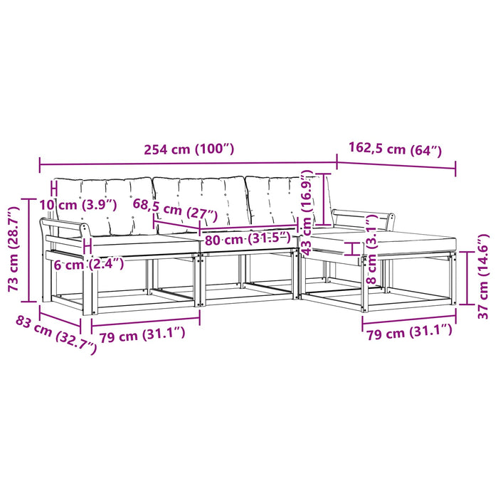 Set de canapele de exterior cu pernă 4 pcs Natural și Negru - WALTI WALTI