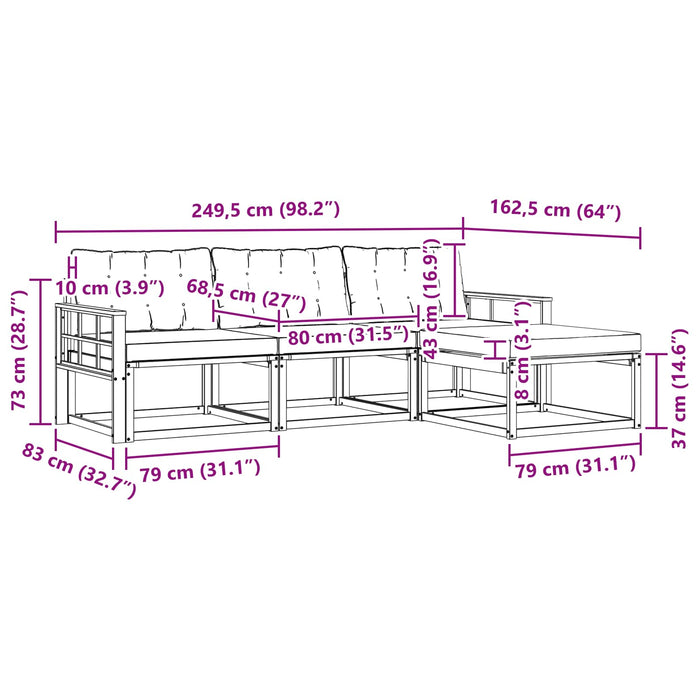 Set de canapele de exterior cu pernă 4 pcs Natural și Crem - WALTI WALTI