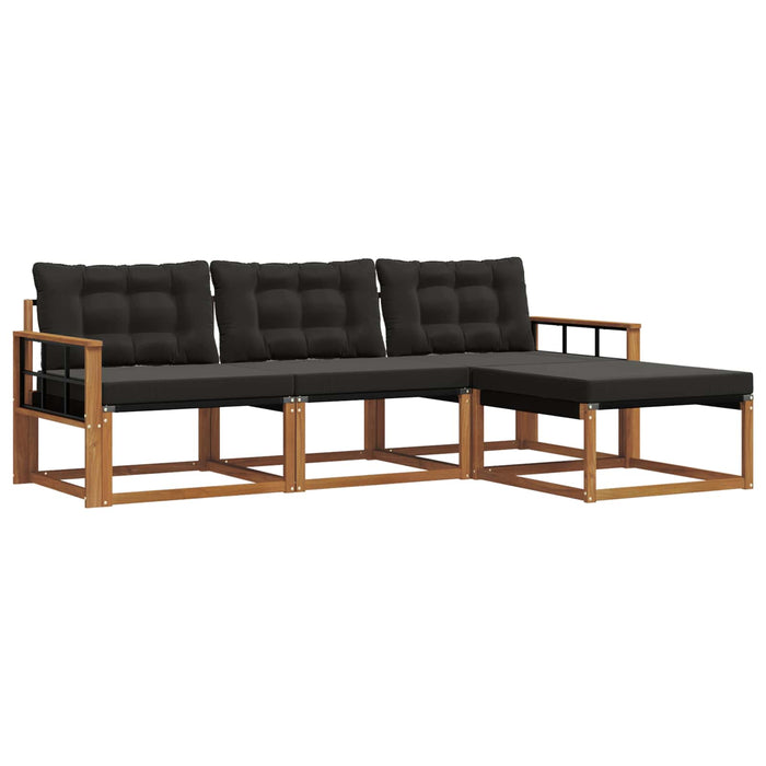 Set de canapele de exterior cu pernă 4 pcs Natural și Negru - WALTI WALTI