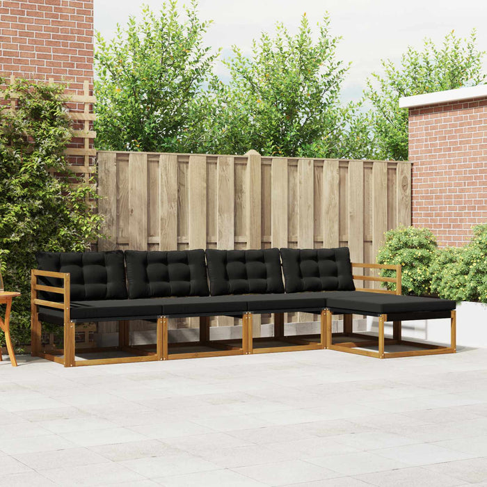 Set de canapele de exterior cu pernă 5 pcs Natural și Negru WALTI