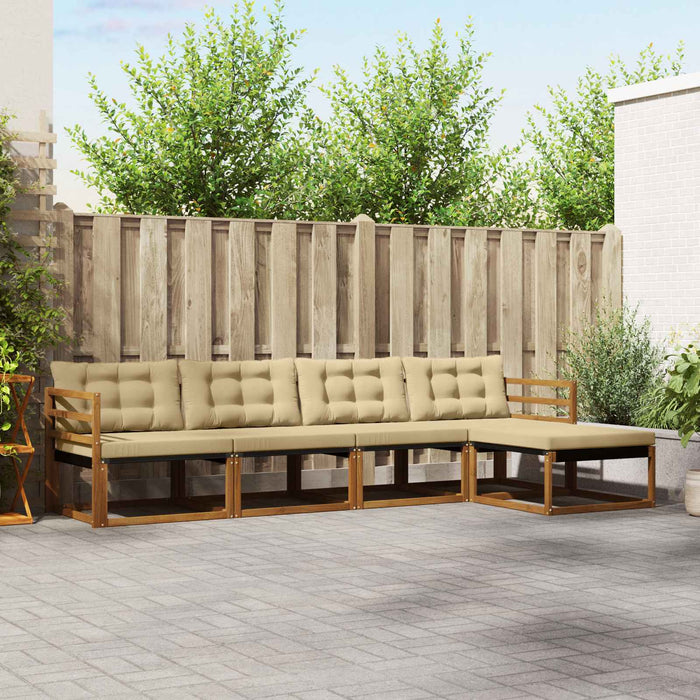 Set de canapele de exterior cu pernă 5 pcs Natural și Bej WALTI