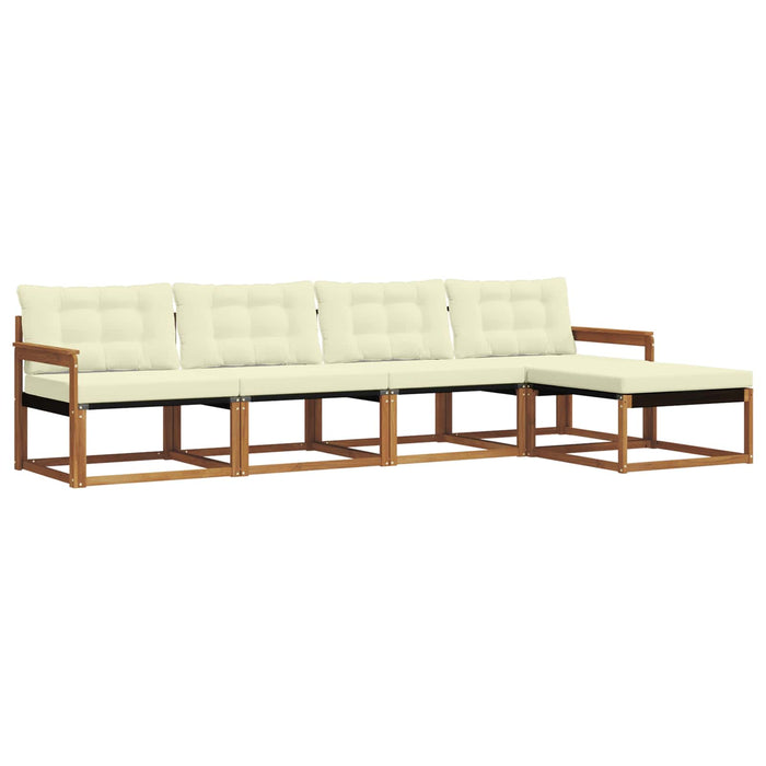 Set de canapele de exterior cu pernă 5 pcs Natural și Crem WALTI