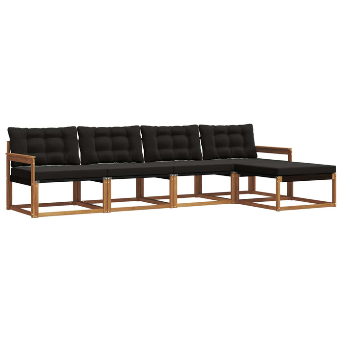 Set de canapele de exterior cu pernă 5 pcs Natural și Negru WALTI