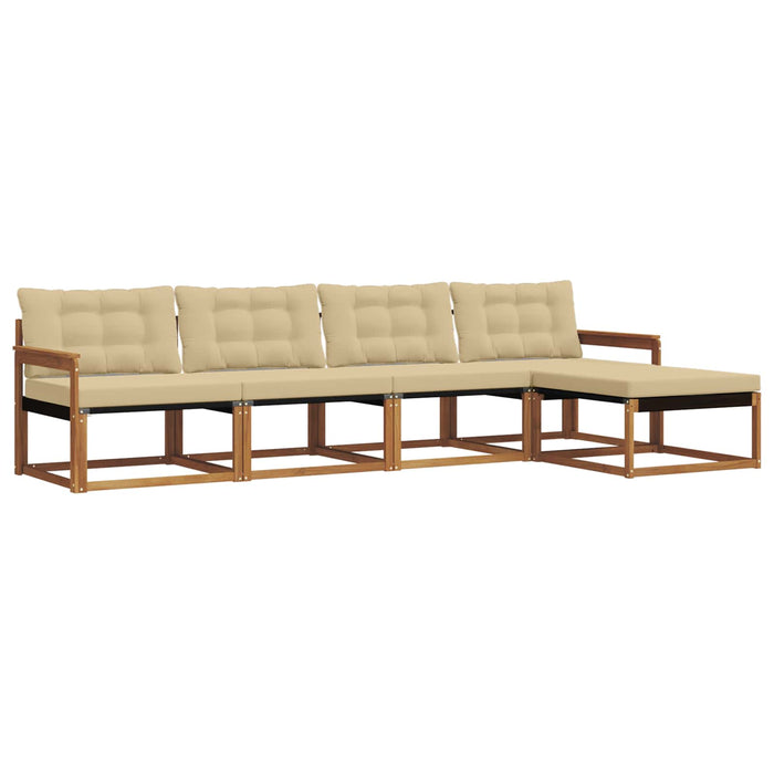 Set de canapele de exterior cu pernă 5 pcs Natural și Bej WALTI