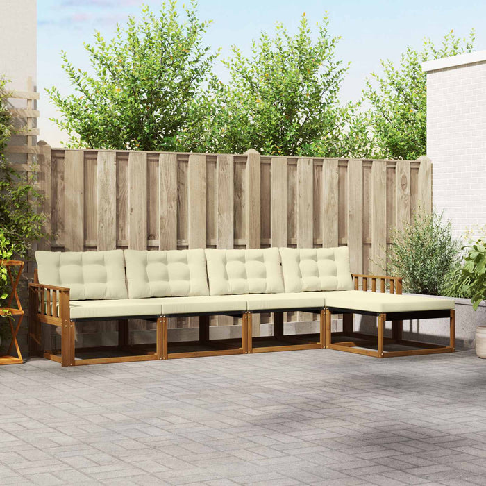 Set de canapele de exterior cu pernă 5 pcs Natural și Crem WALTI