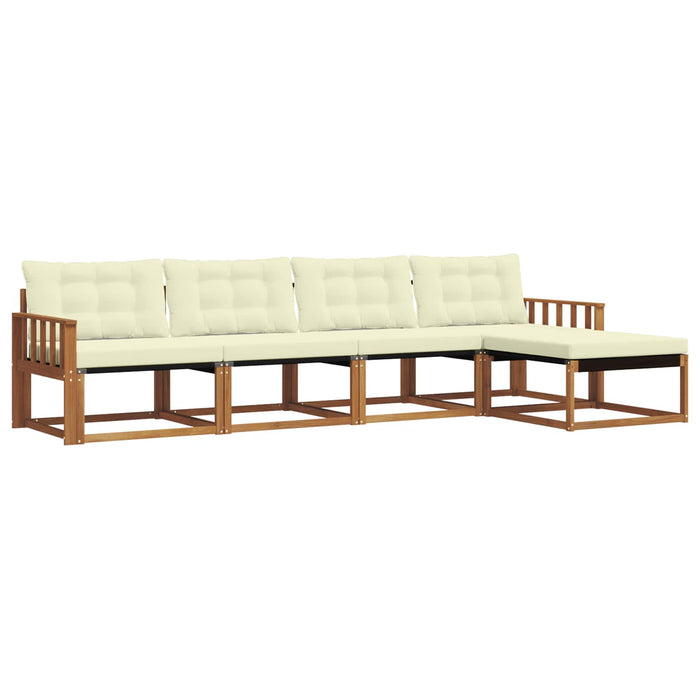 Set de canapele de exterior cu pernă 5 pcs Natural și Crem WALTI