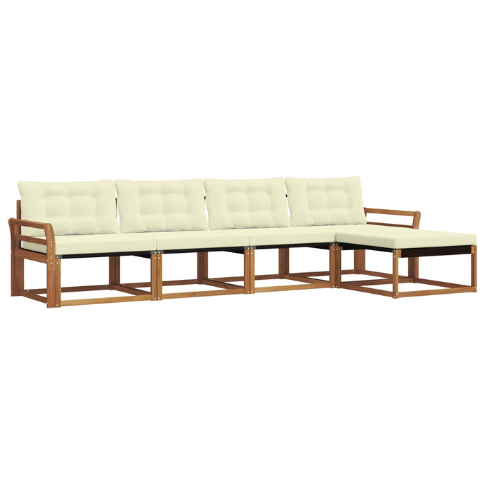 Set de canapele de exterior cu pernă 5 pcs Natural și Crem WALTI