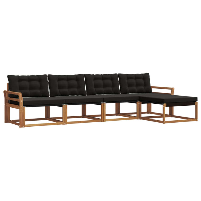 Set de canapele de exterior cu pernă 5 pcs Natural și Negru WALTI
