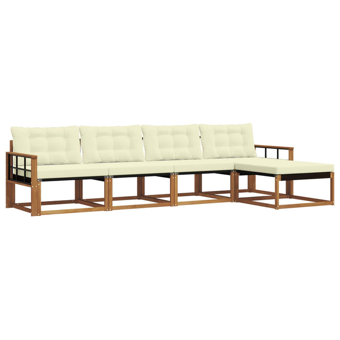 Set de canapele de exterior cu pernă 5 pcs Natural și Crem WALTI