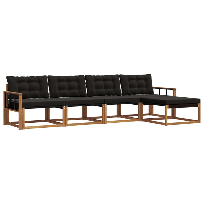 Set de canapele de exterior cu pernă 5 pcs Natural și Negru WALTI
