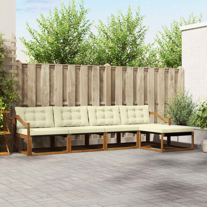 Set de canapele de exterior cu pernă 5 pcs Natural și Crem WALTI