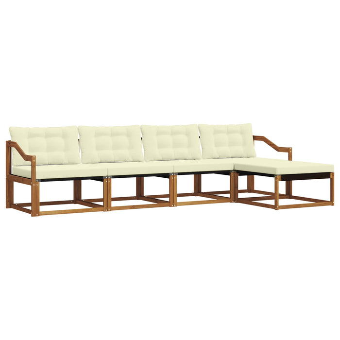 Set de canapele de exterior cu pernă 5 pcs Natural și Crem WALTI