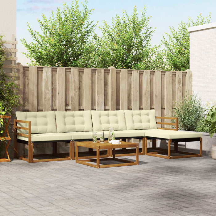 Set de canapele de exterior cu pernă 6 pcs Natural și Crem WALTI