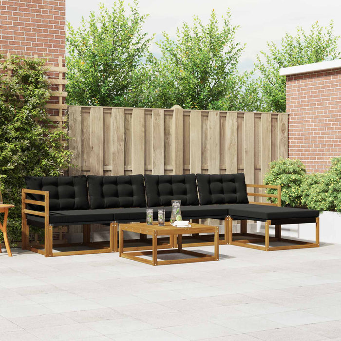 Set de canapele de exterior cu pernă 6 pcs Natural și Negru WALTI