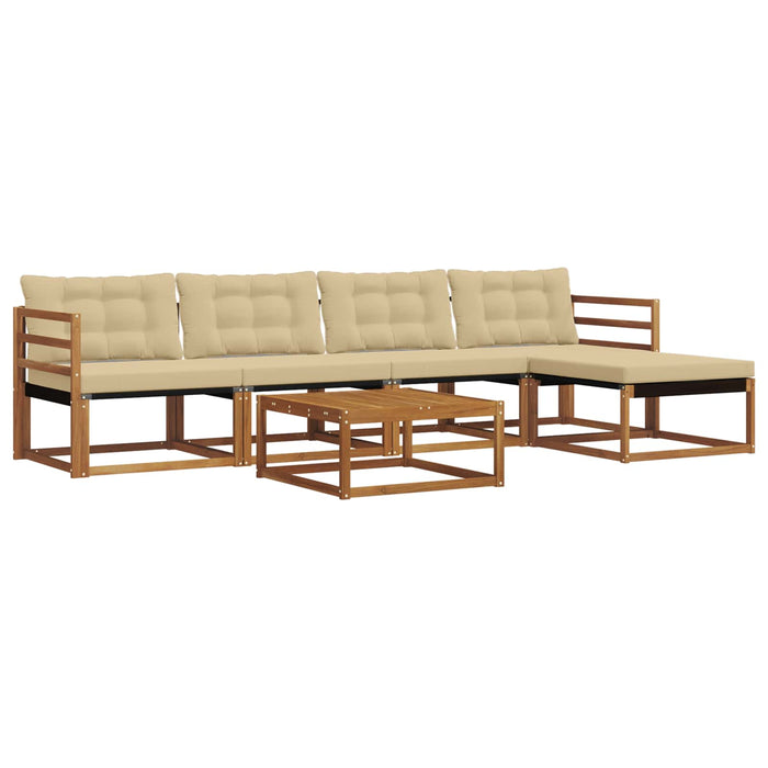 Set de canapele de exterior cu pernă 6 pcs Natural și Bej WALTI