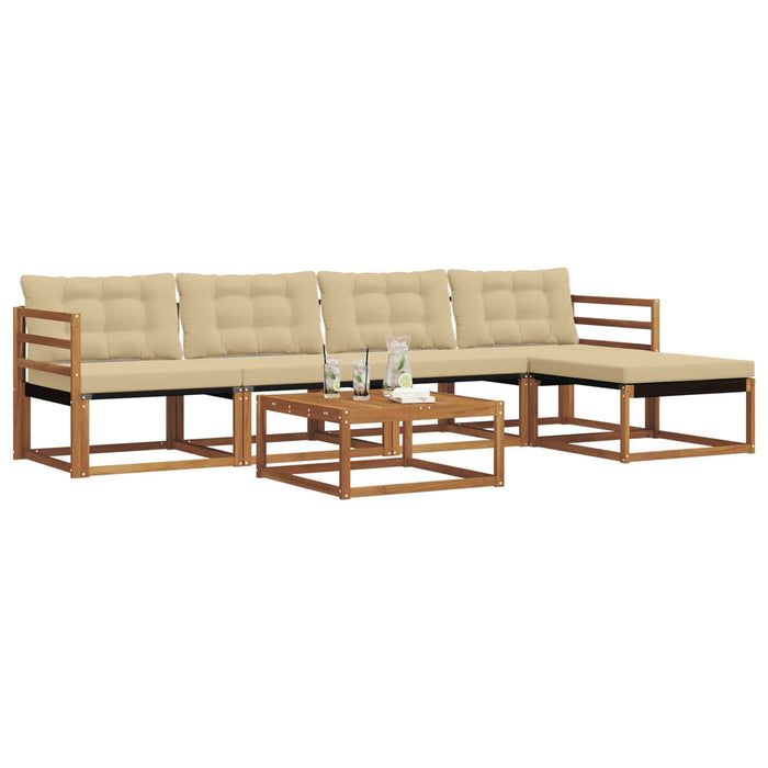 Set de canapele de exterior cu pernă 6 pcs Natural și Bej WALTI