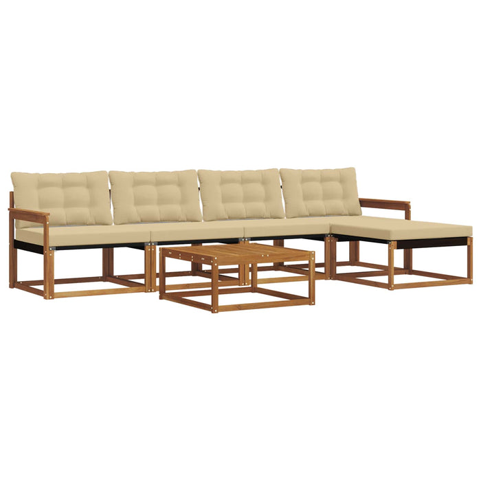 Set de canapele de exterior cu pernă 6 pcs Natural și Bej WALTI