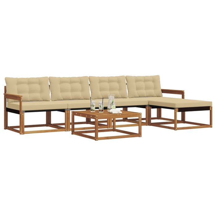 Set de canapele de exterior cu pernă 6 pcs Natural și Bej WALTI