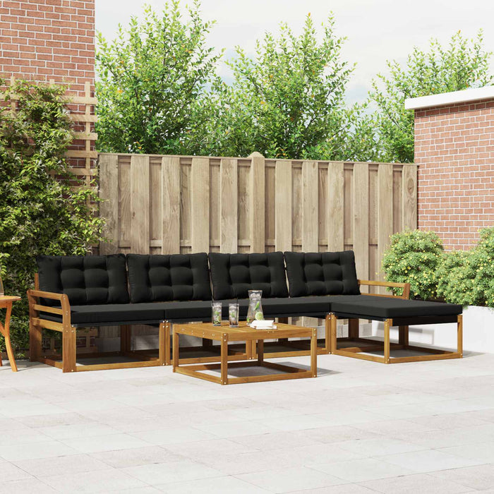 Set de canapele de exterior cu pernă 6 pcs Natural și Negru WALTI