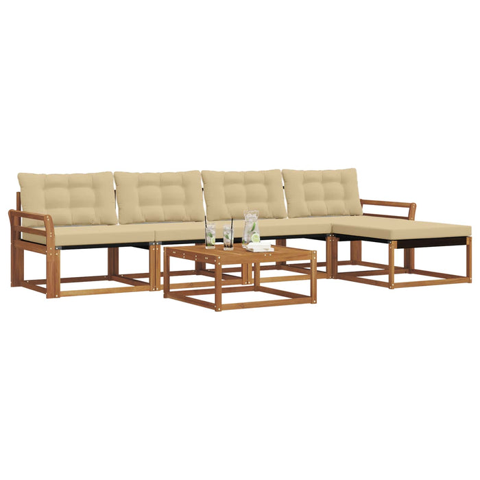 Set de canapele de exterior cu pernă 6 pcs Natural și Bej WALTI