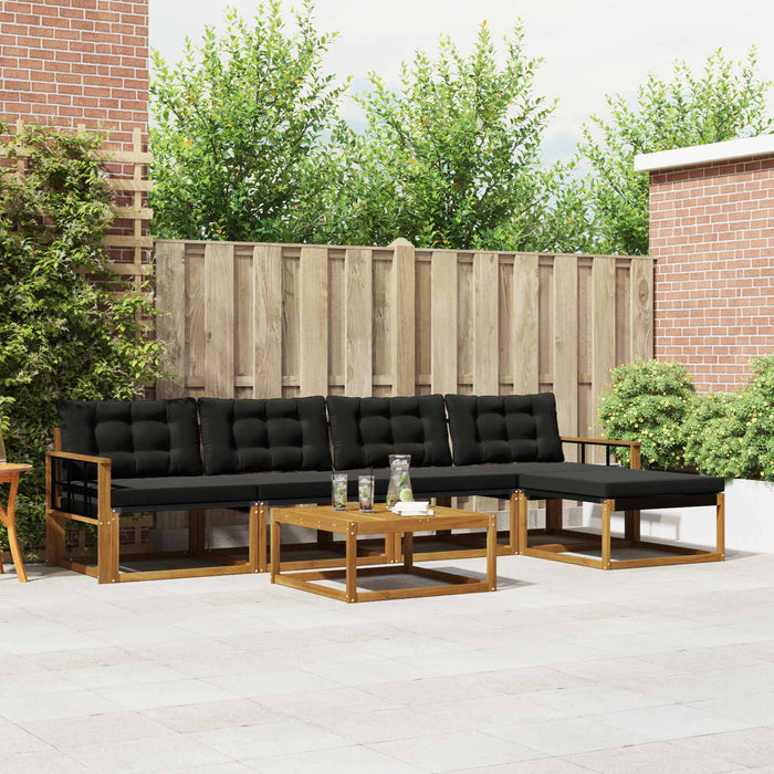 Set de canapele de exterior cu pernă 6 pcs Natural și Negru WALTI