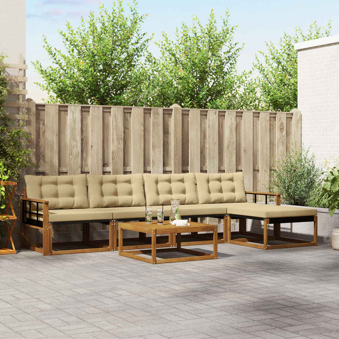 Set de canapele de exterior cu pernă 6 pcs Natural și Bej WALTI
