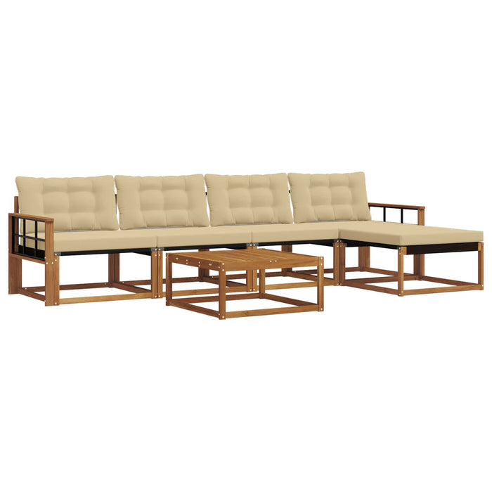 Set de canapele de exterior cu pernă 6 pcs Natural și Bej WALTI