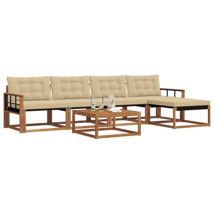 Set de canapele de exterior cu pernă 6 pcs Natural și Bej WALTI