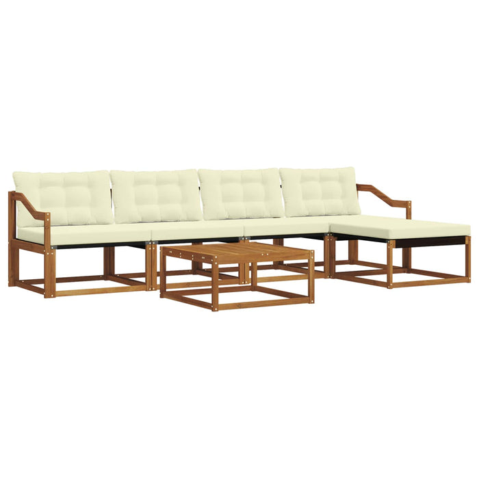 Set de canapele de exterior cu pernă 6 pcs Natural și Crem WALTI
