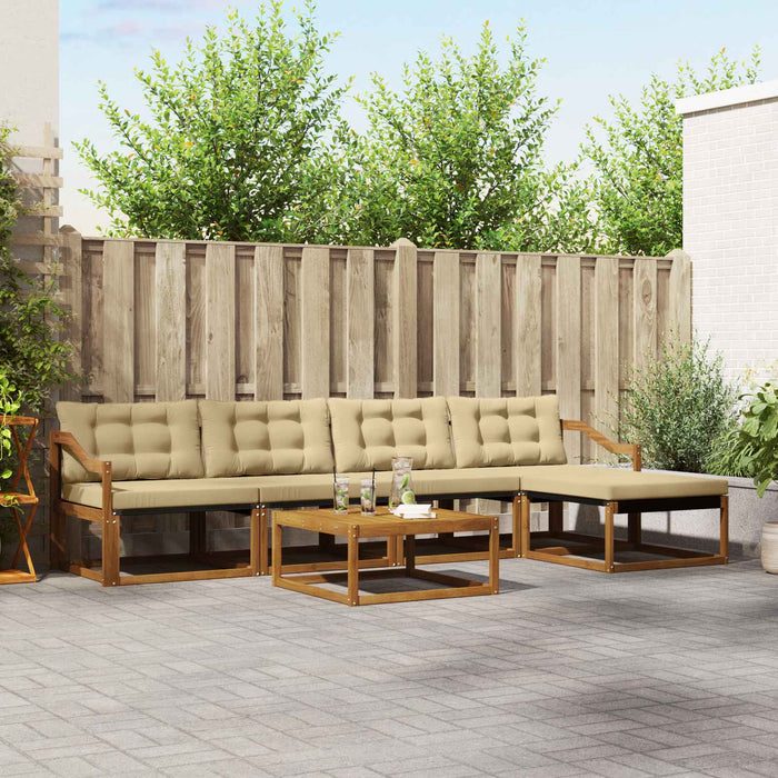Set de canapele de exterior cu pernă 6 pcs Natural și Bej WALTI