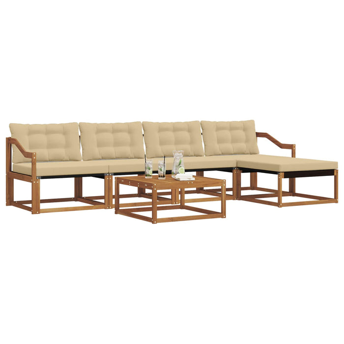 Set de canapele de exterior cu pernă 6 pcs Natural și Bej WALTI