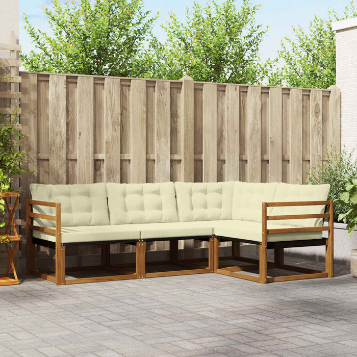 Set de canapele de exterior cu pernă 4 pcs Natural și Crem WALTI