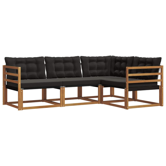 Set de canapele de exterior cu pernă 4 pcs Natural și Negru WALTI
