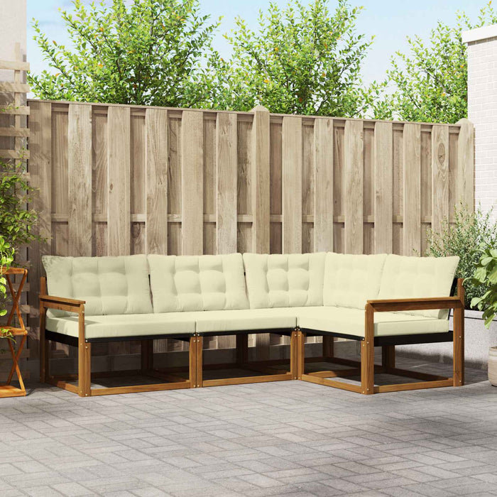Set de canapele de exterior cu pernă 4 pcs Natural și Crem WALTI