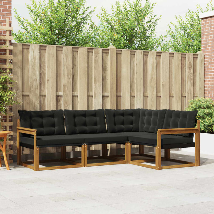 Set de canapele de exterior cu pernă 4 pcs Natural și Negru WALTI