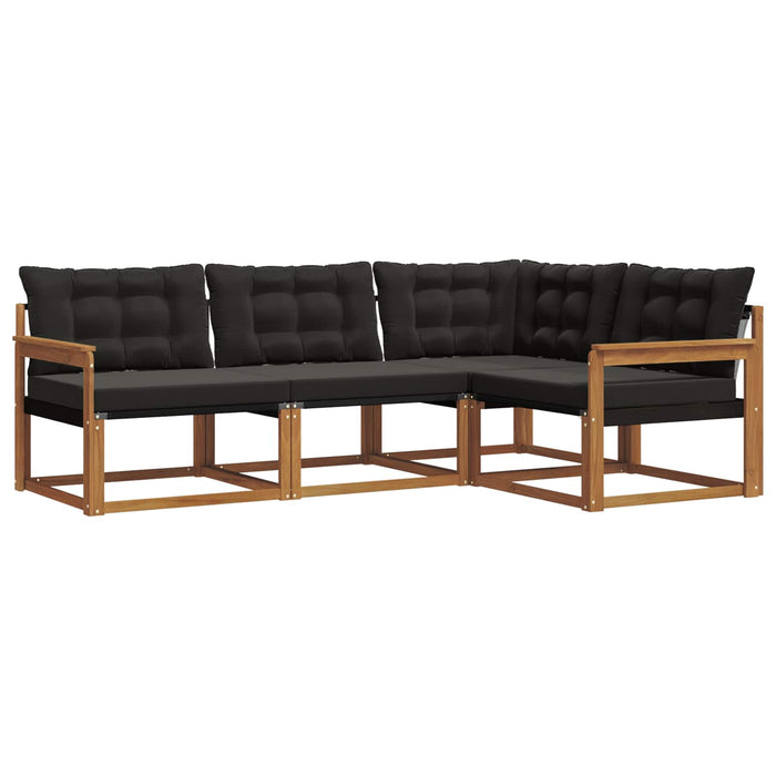 Set de canapele de exterior cu pernă 4 pcs Natural și Negru WALTI