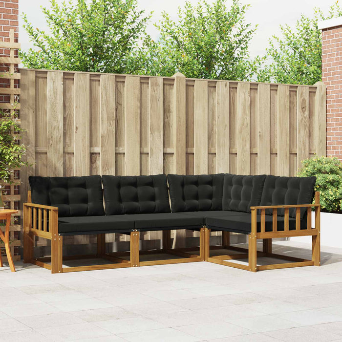 Set de canapele de exterior cu pernă 4 pcs Natural și Negru WALTI
