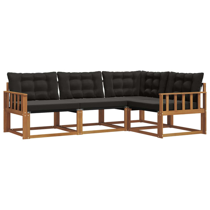 Set de canapele de exterior cu pernă 4 pcs Natural și Negru WALTI