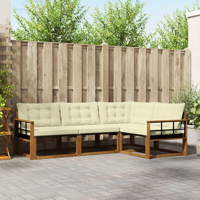 Set de canapele de exterior cu pernă 4 pcs Natural și Crem WALTI