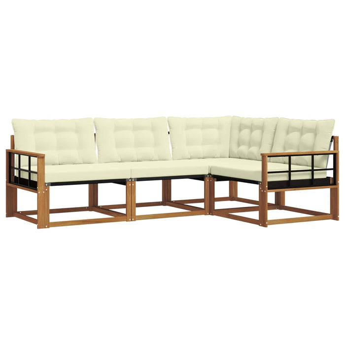 Set de canapele de exterior cu pernă 4 pcs Natural și Crem WALTI