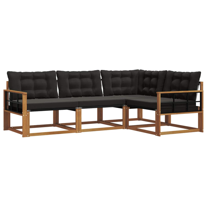 Set de canapele de exterior cu pernă 4 pcs Natural și Negru WALTI