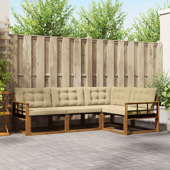 Set de canapele de exterior cu pernă 4 pcs Natural și Bej WALTI