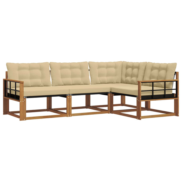 Set de canapele de exterior cu pernă 4 pcs Natural și Bej WALTI