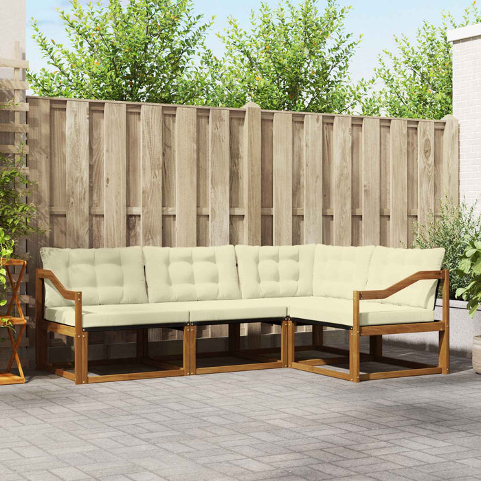 Set de canapele de exterior cu pernă 4 pcs Natural și Crem WALTI