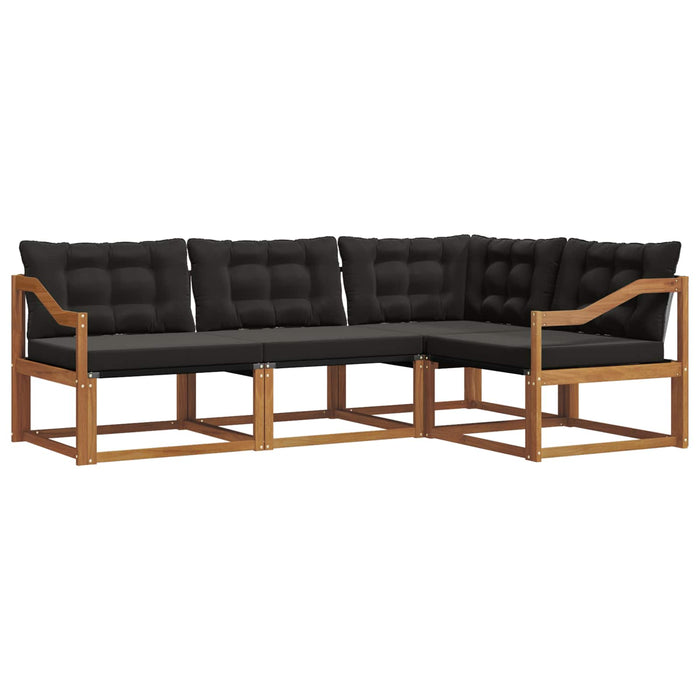 Set de canapele de exterior cu pernă 4 pcs Natural și Negru WALTI